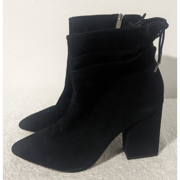 Vince Camuto Suede Ankle Boots Block Heel Salali Black Slouch Women's Size 10 M - Picture 1 of 11